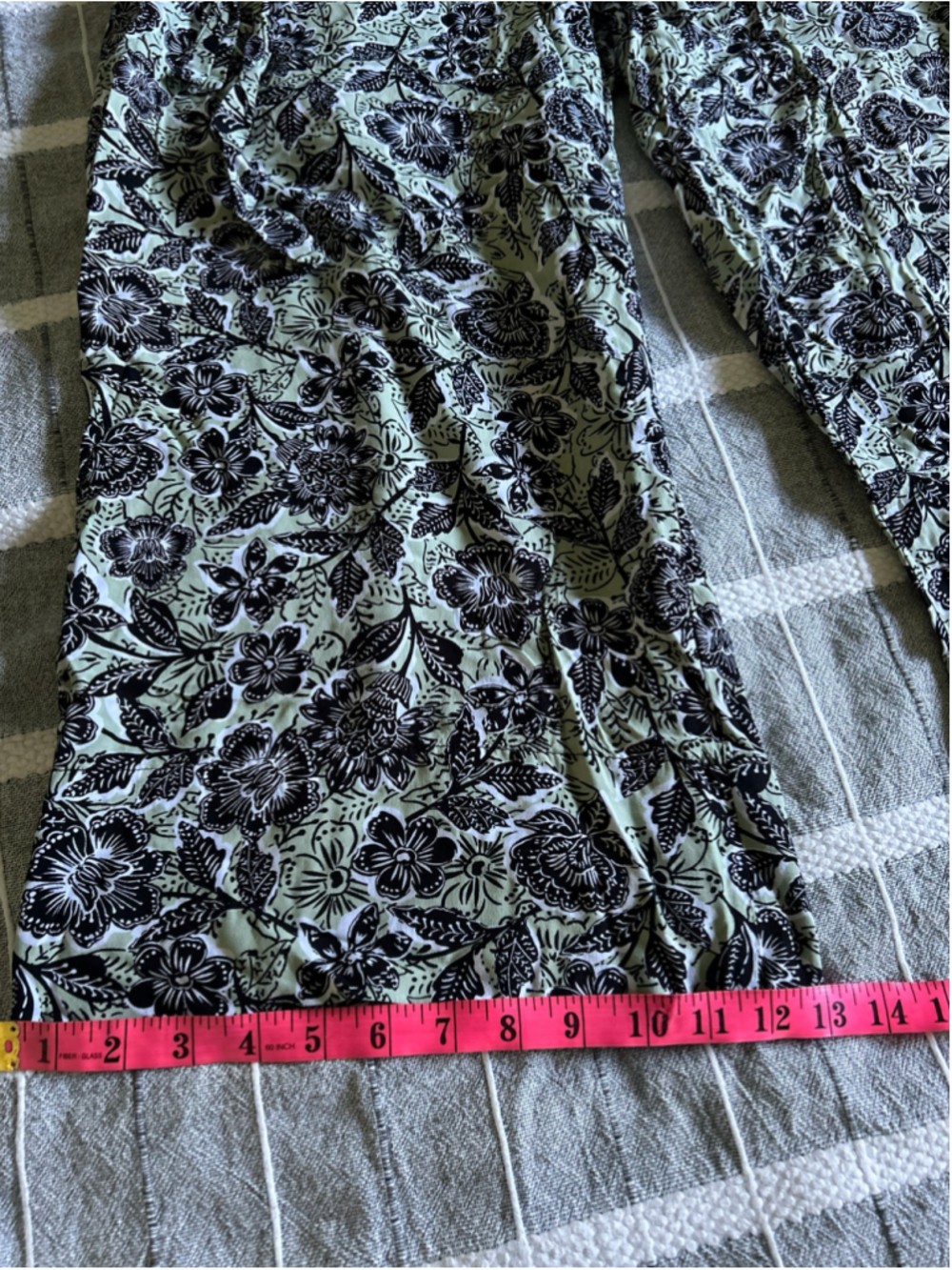 Wide Leg Pants Green Black Floral Print - Picture 11 of 11